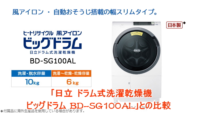 日立ドラム式洗濯乾燥機ビッグドラムBD-SG100AL