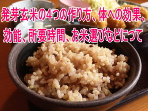 発芽玄米の４つの作り方(ヨーグルトメーカー、ポット、水、炊飯器)体への効果、効能、所要時間、お米選びなどにつて