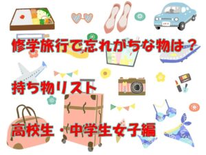 修学旅行で必要な持ち物リスト高校生・中学生女子編